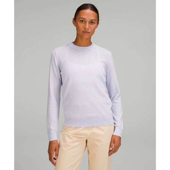LULULEMON Silk-Blend Crewneck Sweater 6 Pastel Blue Long Slv Lightweight EUC B3 - Picture 1 of 7